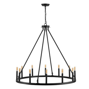 Oberto Ring Iron Rustic Farmhouse LED Chandelier - JONATHAN Y